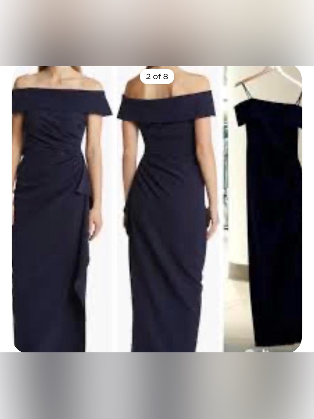 Off-Shoulder Navy Evening Dress